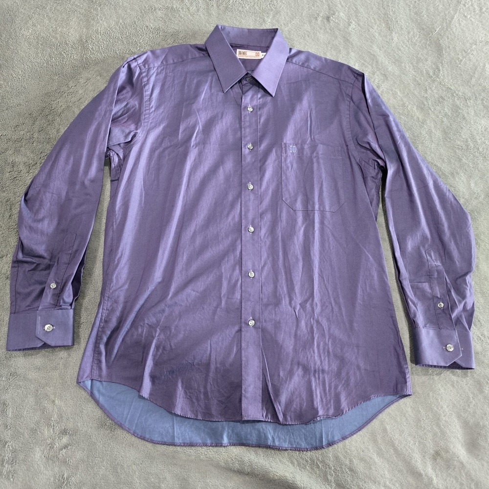 Daks London Long Sleeve Dress Shirt Mens 41 Large Button Up Metallic Purple EUC